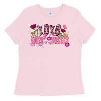 Bubblegum Pink Xoxo Hugs And Kisses Valentine's Day Ladies Tee - FaDigitalArtStudio