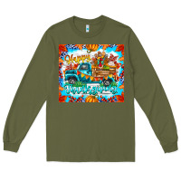 Army Green happy thanksgiving Long Sleeve Tee - CowhideDigitalArt
