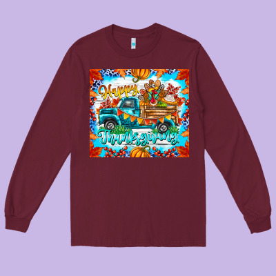 Happy Thanksgiving Long Sleeve Tee Designed By Cowhidedigitalart