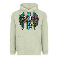 Matcha Western Wings Cross Hope Heavyweight Hoodie - RanaPortraitStore