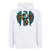 White Western Wings Cross Hope Heavyweight Hoodie - RanaPortraitStore