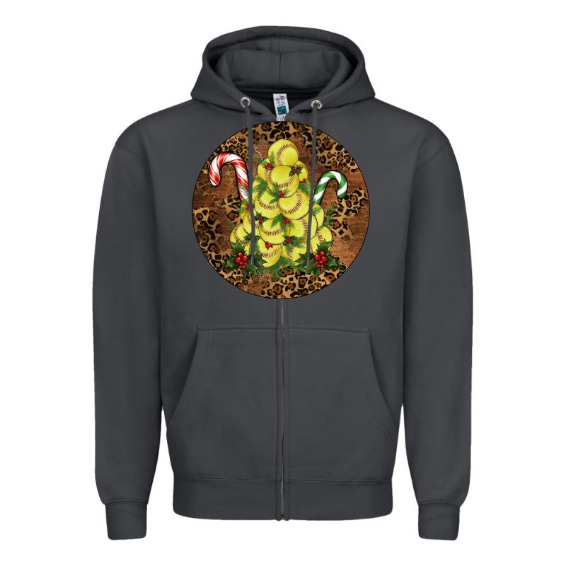 Softball Leopard  Christmas Zipper Hoodie by RanaPortraitStore | Teevron