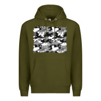 Army Green black and white camouflage background Premium Hoodie - Artiststas