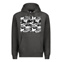 Charcoal Heather black and white camouflage background Premium Hoodie - Artiststas