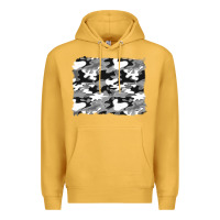 Mustard black and white camouflage background Premium Hoodie - Artiststas