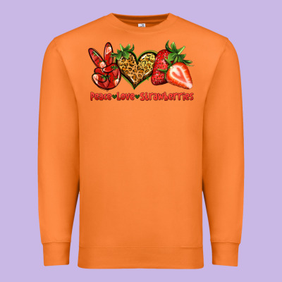 Peace Love Strawberries Premium Sweatshirt Designed By Jasminsmagicworld