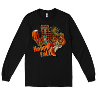 Black happy fall texas Long Sleeve Tee - CowhideDigitalArt