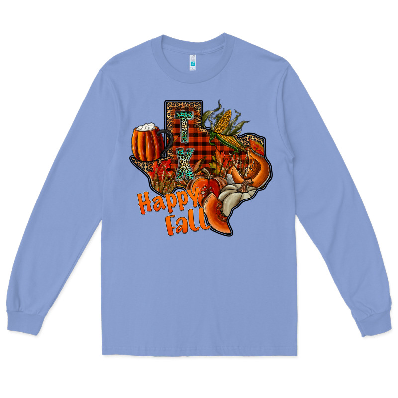 Happy Fall Texas Long Sleeve Tee by CowhideDigitalArt | Teevron