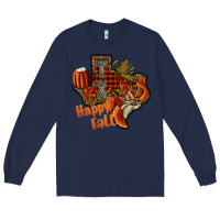 Navy happy fall texas Long Sleeve Tee - CowhideDigitalArt