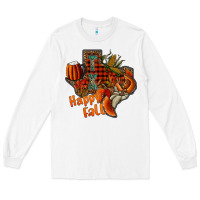 White happy fall texas Long Sleeve Tee - CowhideDigitalArt