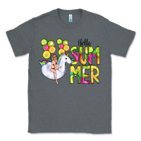 Charcoal Heather Hello Summer Unicorn Classic Tee - CowCowDesign