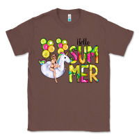 Chestnut Hello Summer Unicorn Classic Tee - CowCowDesign