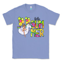 Colony Blue Hello Summer Unicorn Classic Tee - CowCowDesign