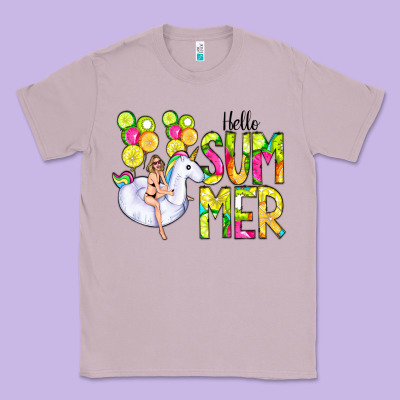 Hello Summer Unicorn Classic Tee Designed By Cowcowdesign