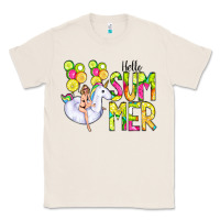 Natural Hello Summer Unicorn Classic Tee - CowCowDesign
