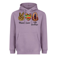 Lavender Peace Love Lady Of Guadalupe Heavyweight Hoodie - RanaPortraitStore
