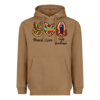 Toasted Coconut Peace Love Lady Of Guadalupe Heavyweight Hoodie - RanaPortraitStore