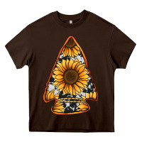 Chocolate Brown sunflower arrowhead Heavy Core Tee - Jasminsmagicworld