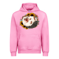 Fuchsia Pink happy hedgehog sunflower leopard Urban Hoodie - Jasminsmagicworld