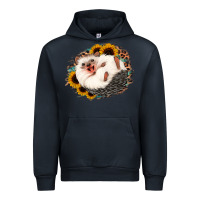 Navy happy hedgehog sunflower leopard Urban Hoodie - Jasminsmagicworld