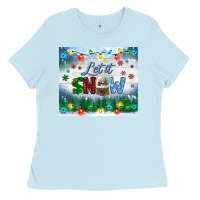 Baby Blue let it snow tumbler Ladies Tee - BundleAndBundleShop
