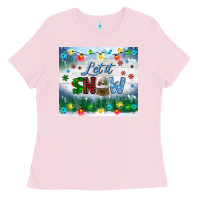 Bubblegum Pink let it snow tumbler Ladies Tee - BundleAndBundleShop