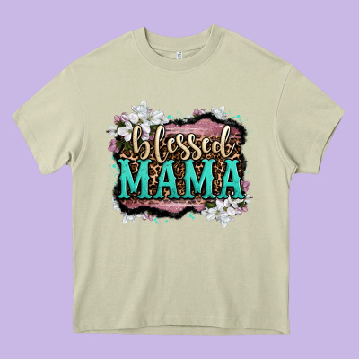 Blessed Mama Heavy Core Tee Designed By Oliviacreatesart
