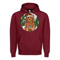 Burgundy Toy Poodle And Farm Zipper Hoodie - RanaPortraitStore