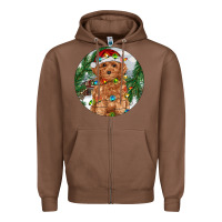 Chestnut Toy Poodle And Farm Zipper Hoodie - RanaPortraitStore