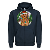 Navy Toy Poodle And Farm Zipper Hoodie - RanaPortraitStore