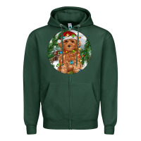 Sports Green Toy Poodle And Farm Zipper Hoodie - RanaPortraitStore