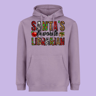 Santa's Favorite Librarian Heavyweight Hoodie Designed By Jasminsmagicworld