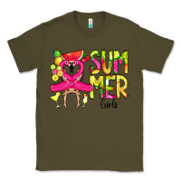 Army Green Summer Girls Flamingo Classic Tee - CowCowDesign