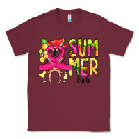 Burgundy Summer Girls Flamingo Classic Tee - CowCowDesign