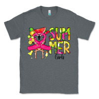 Charcoal Heather Summer Girls Flamingo Classic Tee - CowCowDesign