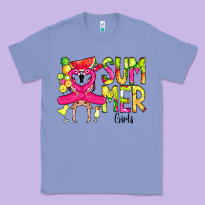 Summer Girls Flamingo Classic Tee Designed By Cowcowdesign