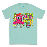 Seafoam Summer Girls Flamingo Classic Tee - CowCowDesign