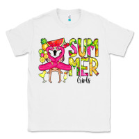 White Summer Girls Flamingo Classic Tee - CowCowDesign
