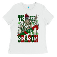 Tis The Season Skeleton Snowboard Ladies Tee | Teevron