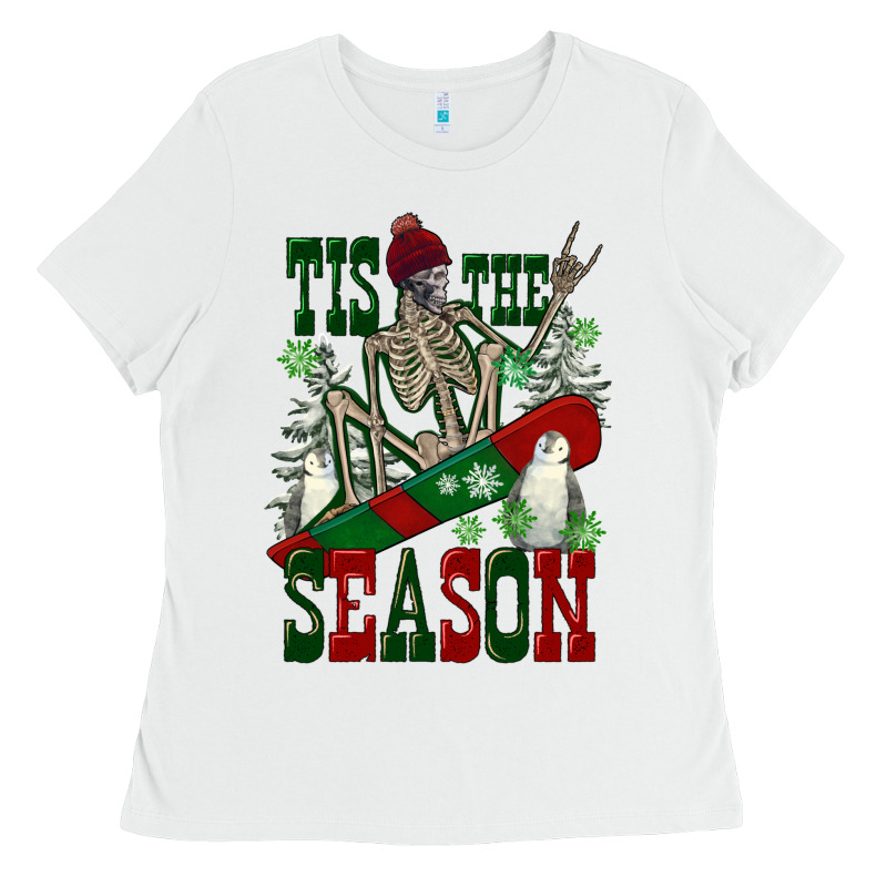 Tis The Season Skeleton Snowboard Ladies Tee by FaDigitalArtStudio | Teevron