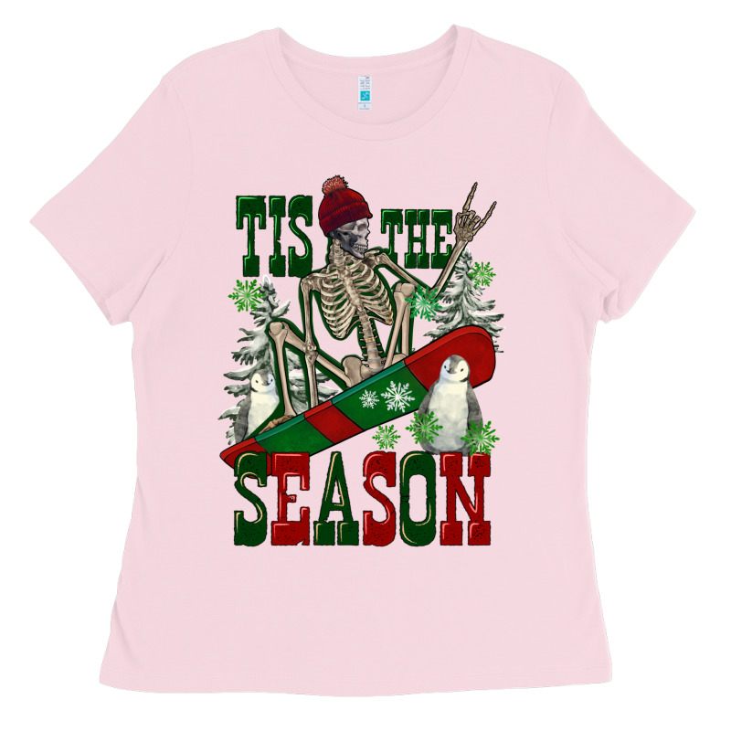 Tis The Season Skeleton Snowboard Ladies Tee by FaDigitalArtStudio | Teevron