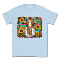 Dusty Blue goat daisy sunflowers leopard serape glitter Classic Tee - Artiststas