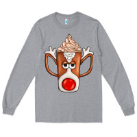 Heather Grey Coffee  Animal Long Sleeve Tee - CowhideDigitalArt