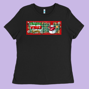 Christmas Vibes Only Ladies Tee Designed By Bundleandbundleshop