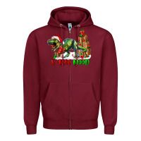 Burgundy T- Rex X-Mas Mood Zipper Hoodie - RanaPortraitStore