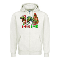 Oatmeal Heather T- Rex X-Mas Mood Zipper Hoodie - RanaPortraitStore
