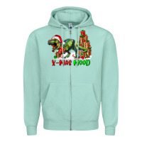 Seafoam T- Rex X-Mas Mood Zipper Hoodie - RanaPortraitStore