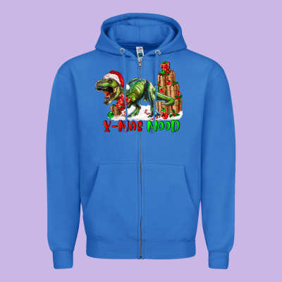 T- Rex X-mas Mood Zipper Hoodie Designed By Ranaportraitstore