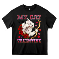 Black my cat is my valentine Heavy Core Tee - OliviaCreatesArt