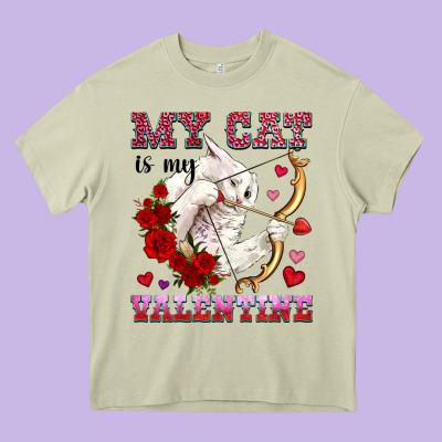 My Cat Is My Valentine Heavy Core Tee Designed By Oliviacreatesart